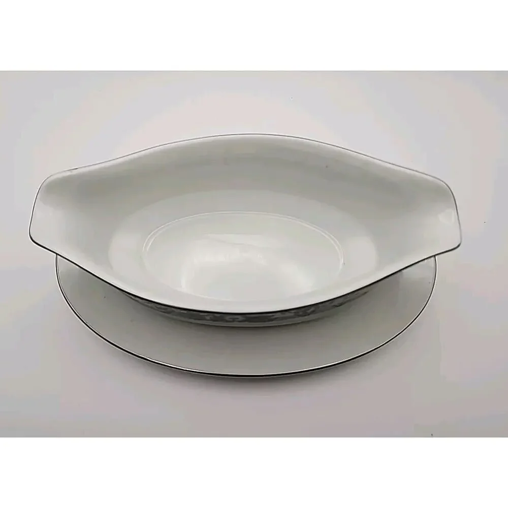 Vtg Seizan Blue Ridge Oval Gravy Boat/Sauce Bowl with Underplate, 9